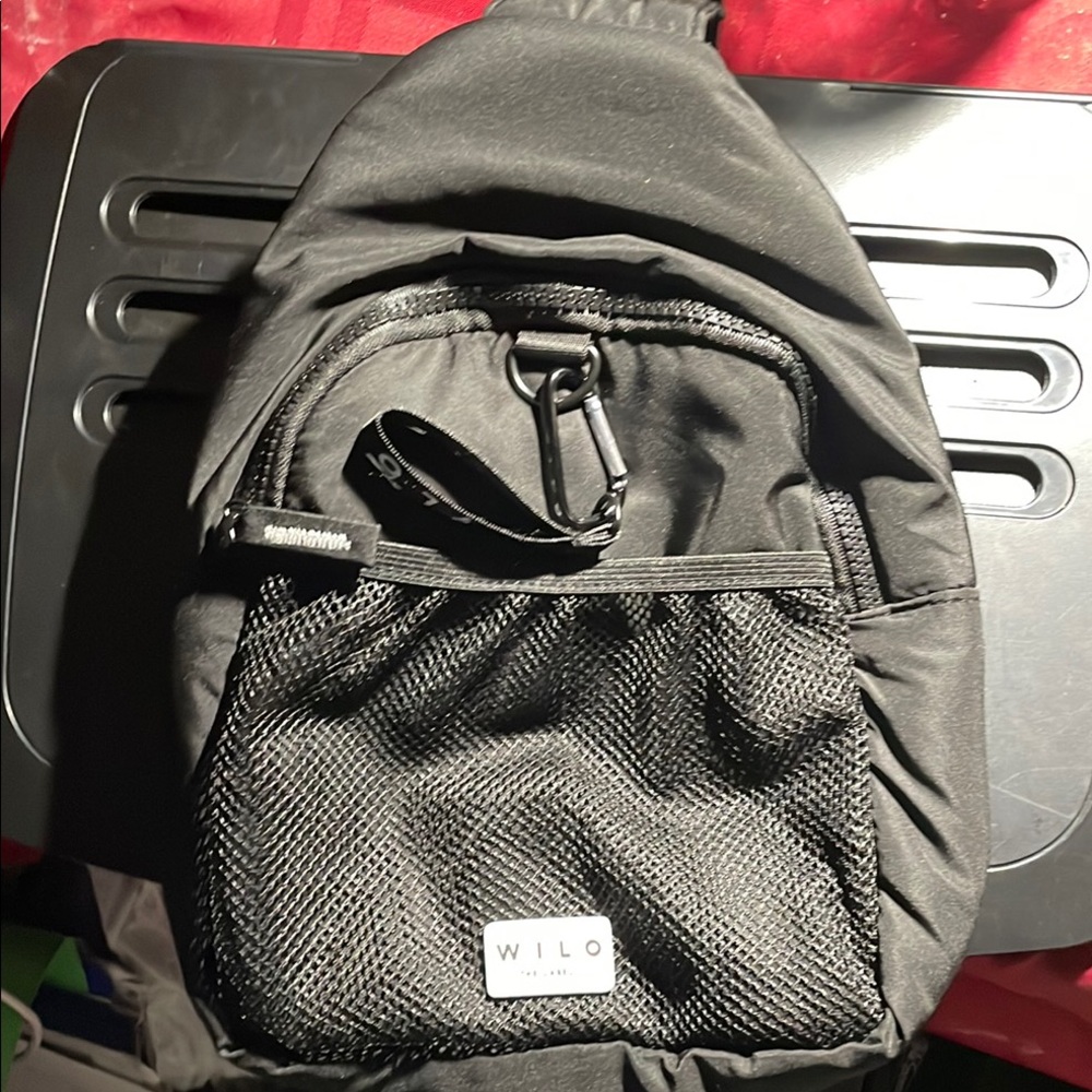 Black Medium Backpack with Textured Fabric